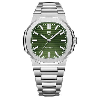 Men's Stainless Steel Automatic Mechanical Waterproof Barrel-shaped Wristwatch