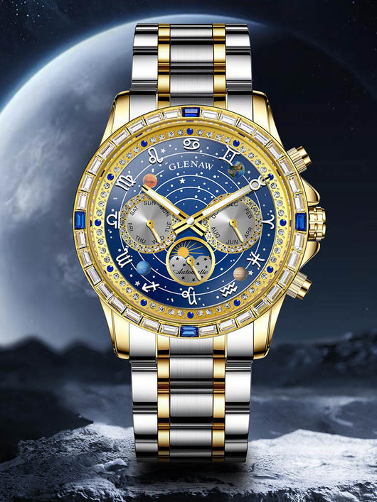 Automatic Zodiac Mechanical Watch with Luminous Dial